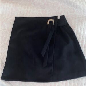 Black and Gold Mini Wrap Skirt for Work